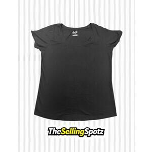 Aveto Plus Size Black Short Sleeve T-Shirt Women’s 1X Stretch Cotton Basic Tee